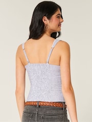 Hollister Blue Linen Button Through Vest Top - صورة 3 من 4