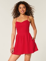 Hollister Red Strappy Bare Back Short Mini Dress - Image 1 of 4