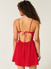 Hollister Red Strappy Bare Back Short Mini Dress - Image 2 of 4