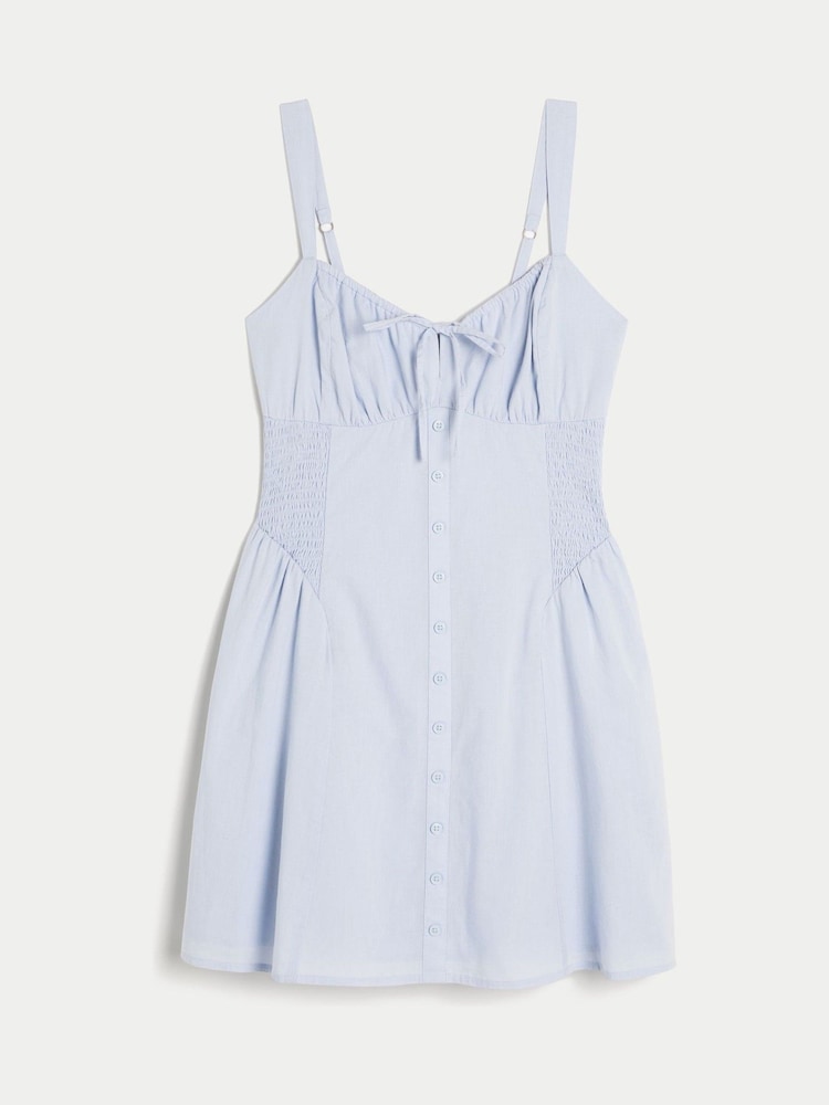 Hollister Blue Drop Waist Button Front Mini Dress - Image 4 of 4
