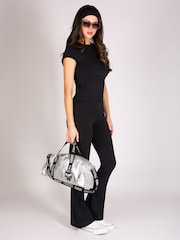 Pineapple Black Supersoft Stretch Flare Jersey Trousers - Image 4 of 7