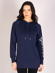 Pineapple Blue/Navy Womens Longline Hoodie - Image 1 of 7