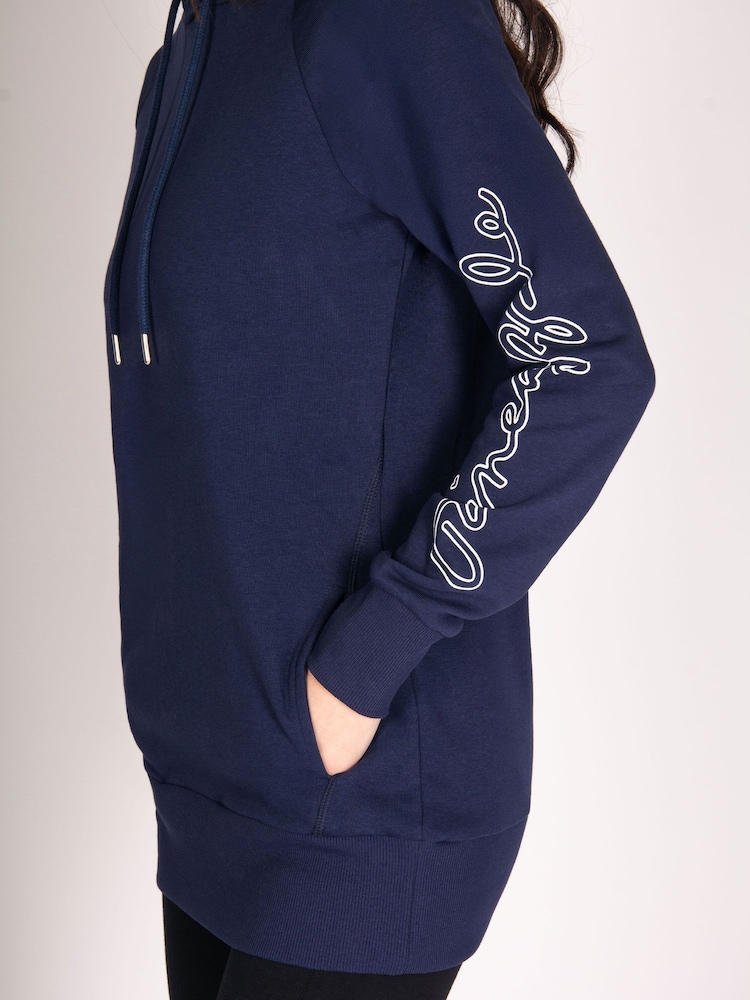 Pineapple Blue/Navy Womens Longline Hoodie - Image 3 of 7