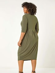 Roman Green Curve Cocoon Pocket Detail Midi Dress - Image 3 of 5