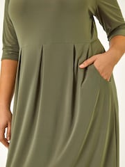 Roman Green Curve Cocoon Pocket Detail Midi Dress - Image 5 of 5