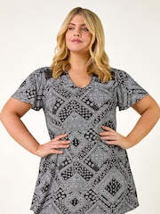 Roman Curve Patchwork Print Spitzen-Top - Bild 4 von 5