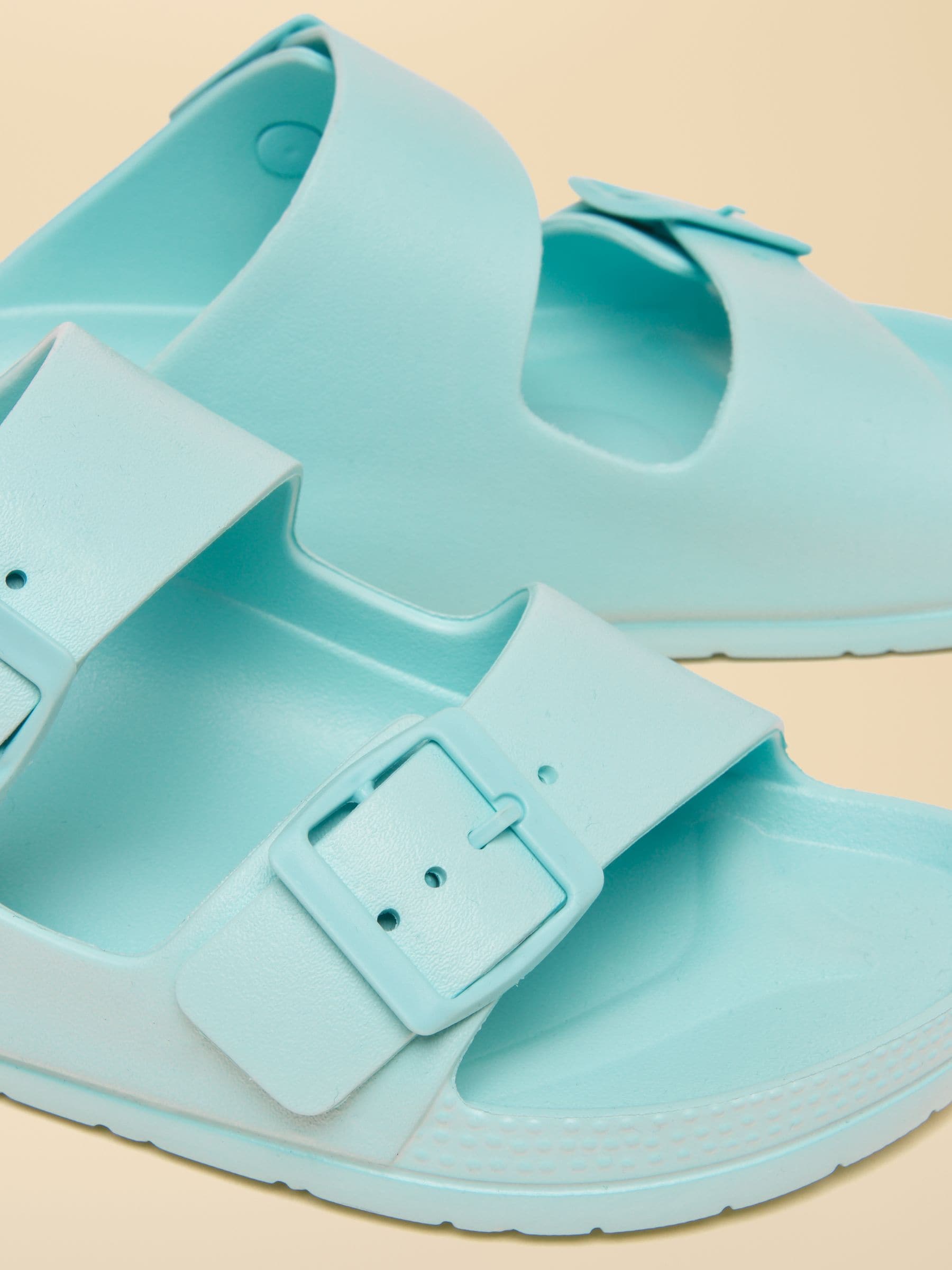 Buy Joules Sunseeker Light Blue EVA Double Buckle Sliders from
