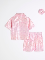 River Island Pink Girls Leopard Satin Pyjamas - Image 2 of 5