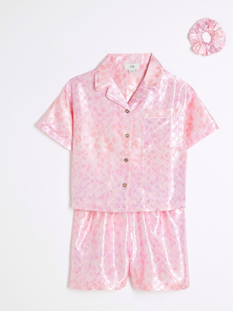 Pyjama River Island fille en satin léopard - Image 3 of 5