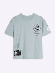 River Island Blue Boys Smile Camo T-Shirt - Image 1 of 5