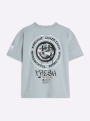 River Island Blue Boys Smile Camo T-Shirt - Image 2 of 5