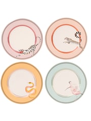 Yvonne Ellen Set of 4 White Animal Dinner Plates - Image 1 of 6