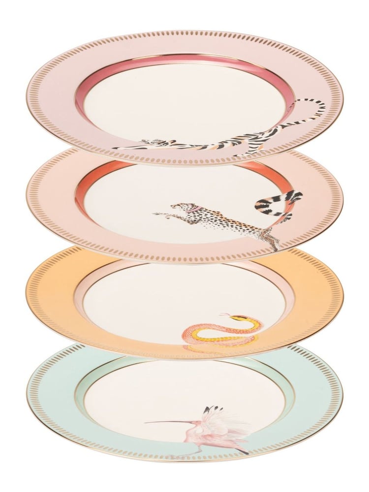 Yvonne Ellen Set of 4 White Animal Dinner Plates - Image 2 of 6