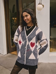 Rockett St George Black/White Harlequin Motif Cardigan - Image 1 of 14
