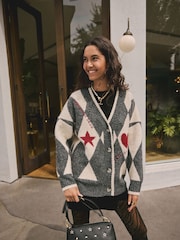 Rockett St George Black/White Harlequin Motif Cardigan - Image 2 of 14