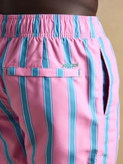 Joules Overton Pink Scene Printed Rugby Style Swim Shorts - Image 7 of 9