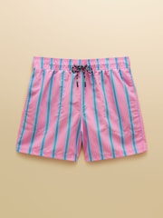 Joules Overton Pink Scene Printed Rugby Style Swim Shorts - Image 9 of 9
