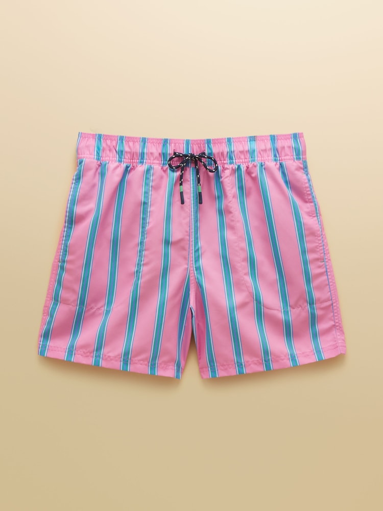 Joules Overton Pink Scene Printed Rugby Style Swim Shorts - Image 9 of 9