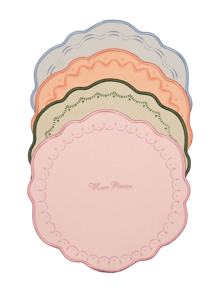Yvonne Ellen Set of 4 Pink Slogan Placemats - Image 1 of 6