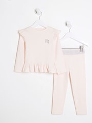 River Island Pink Girls Rib Top Set - Image 1 of 5