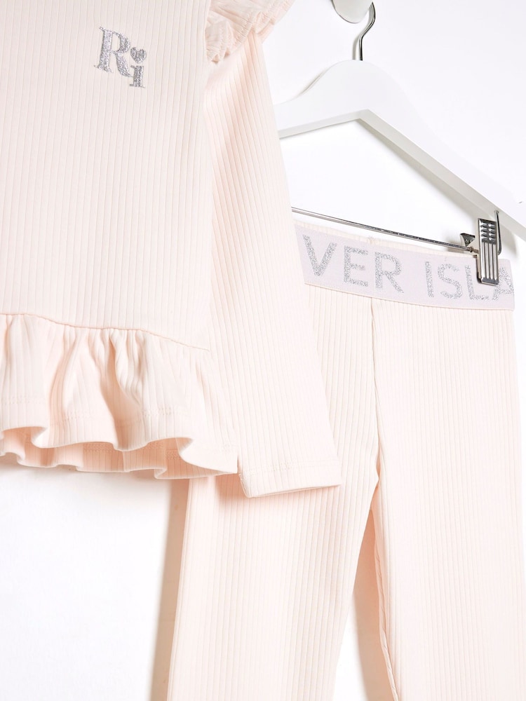 River Island Pink Girls Rib Top Set - Image 5 of 5