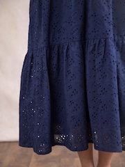 Lakeland Clothing Blue Millie Embroidered 100% Cotton Dress - Image 4 of 6