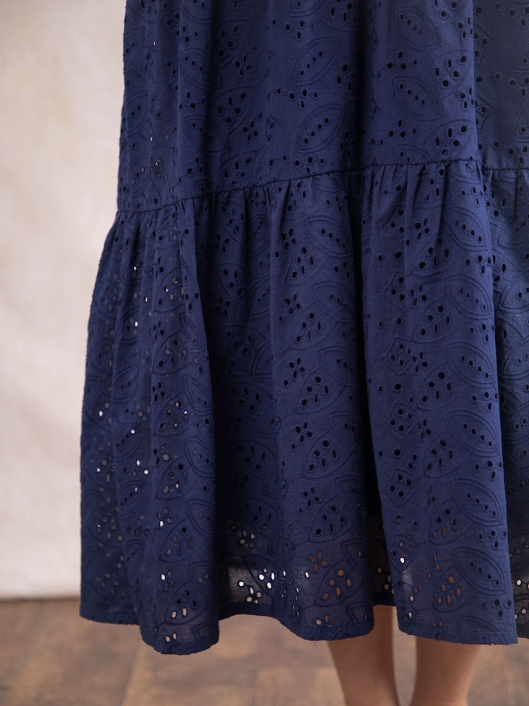 Lakeland Clothing Blue Millie Embroidered 100% Cotton Dress - Image 4 of 6