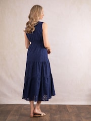 Lakeland Clothing Blue Millie Embroidered 100% Cotton Dress - Image 6 of 6
