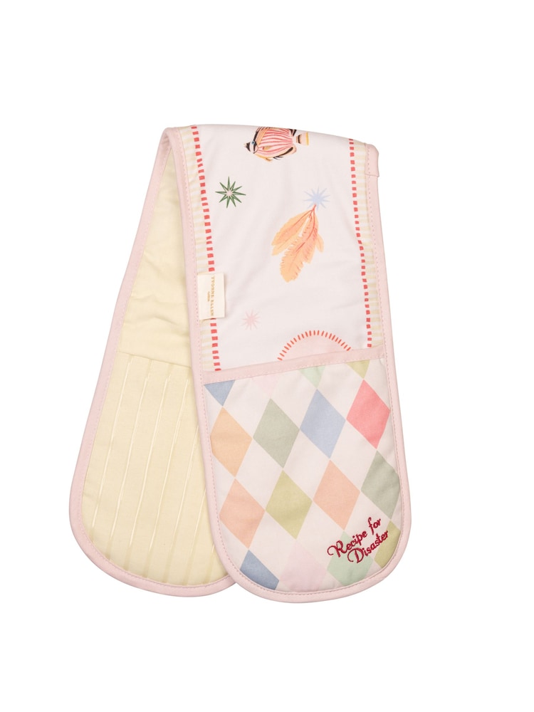 Yvonne Ellen White Harlequin Textile Double Oven Glove and Tea Towel Set - Image 1 of 8