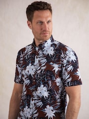 Lakeland Clothing Ashness Short Sleeve 100% Cotton Brown Shirt - Image 2 of 6