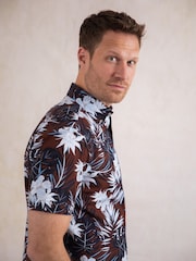 Lakeland Clothing Ashness Short Sleeve 100% Cotton Brown Shirt - Image 5 of 6