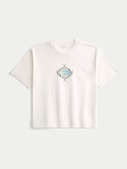 Hollister Boxy Cropped Graphic Print 100% Cotton T-Shirt - Image 3 of 3