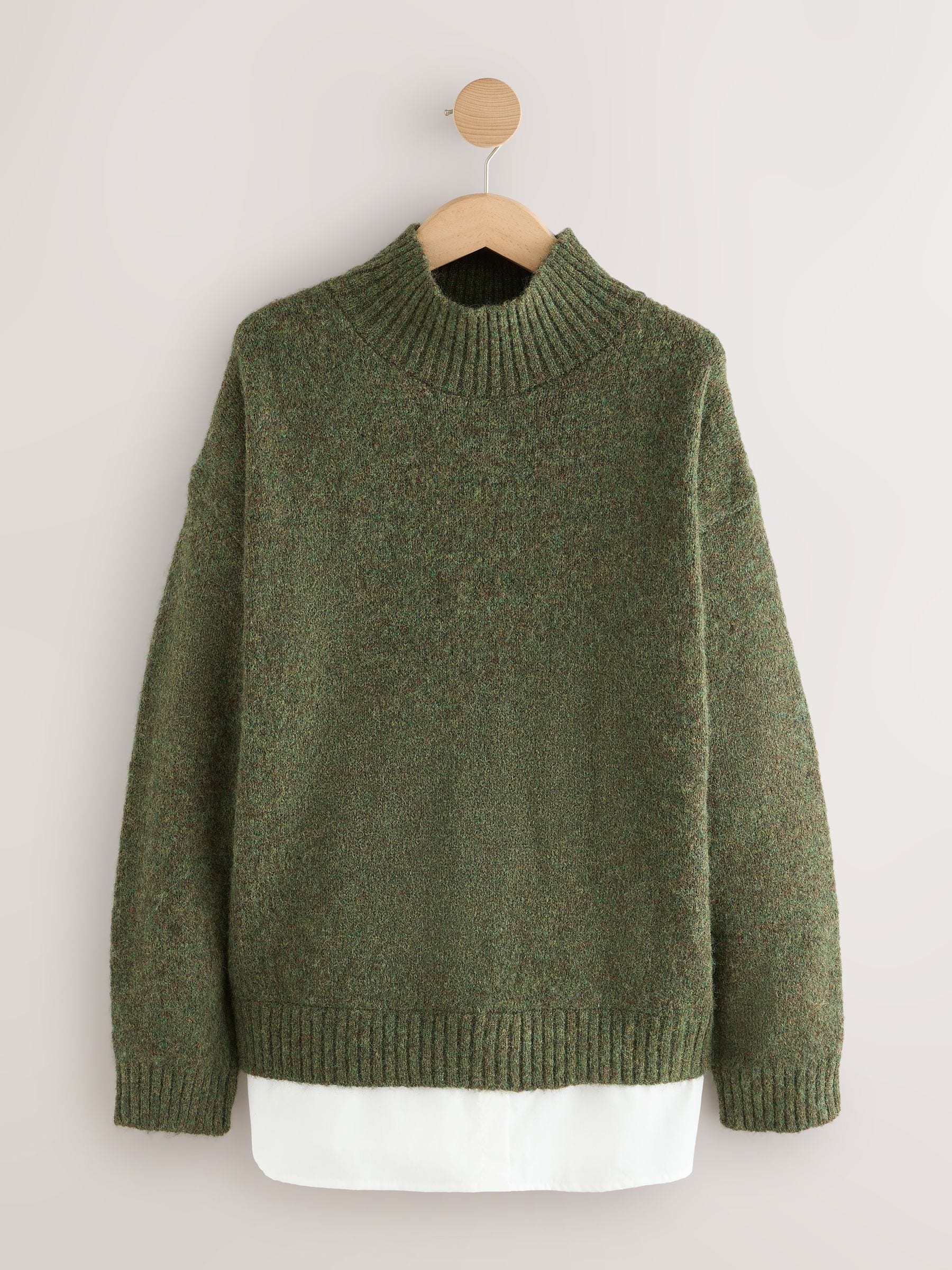 Green Layered Shirt Poncho