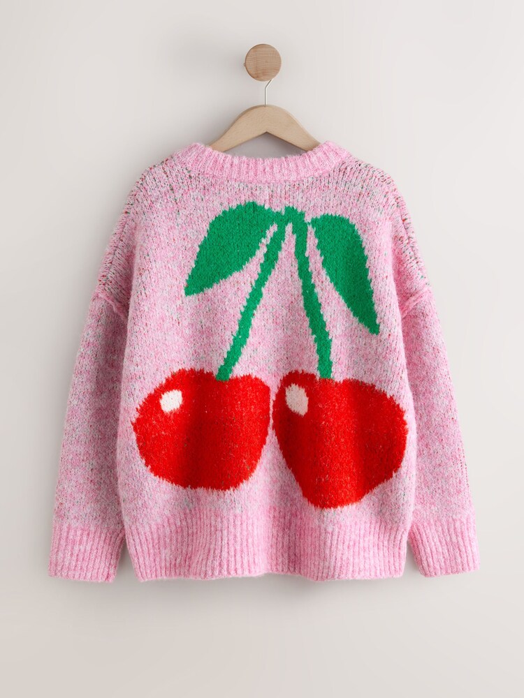 Pink Cherry Knitted Crew Neck Jumper - Image 2 of 4