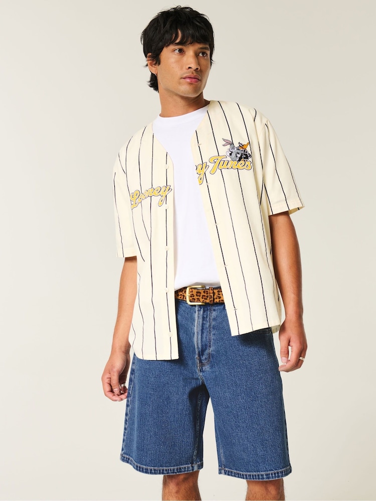Hollister Blue Baggy Denim Jort Shorts - Image 1 of 4