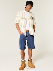 Hollister Blue Baggy Denim Jort Shorts - Image 2 of 4