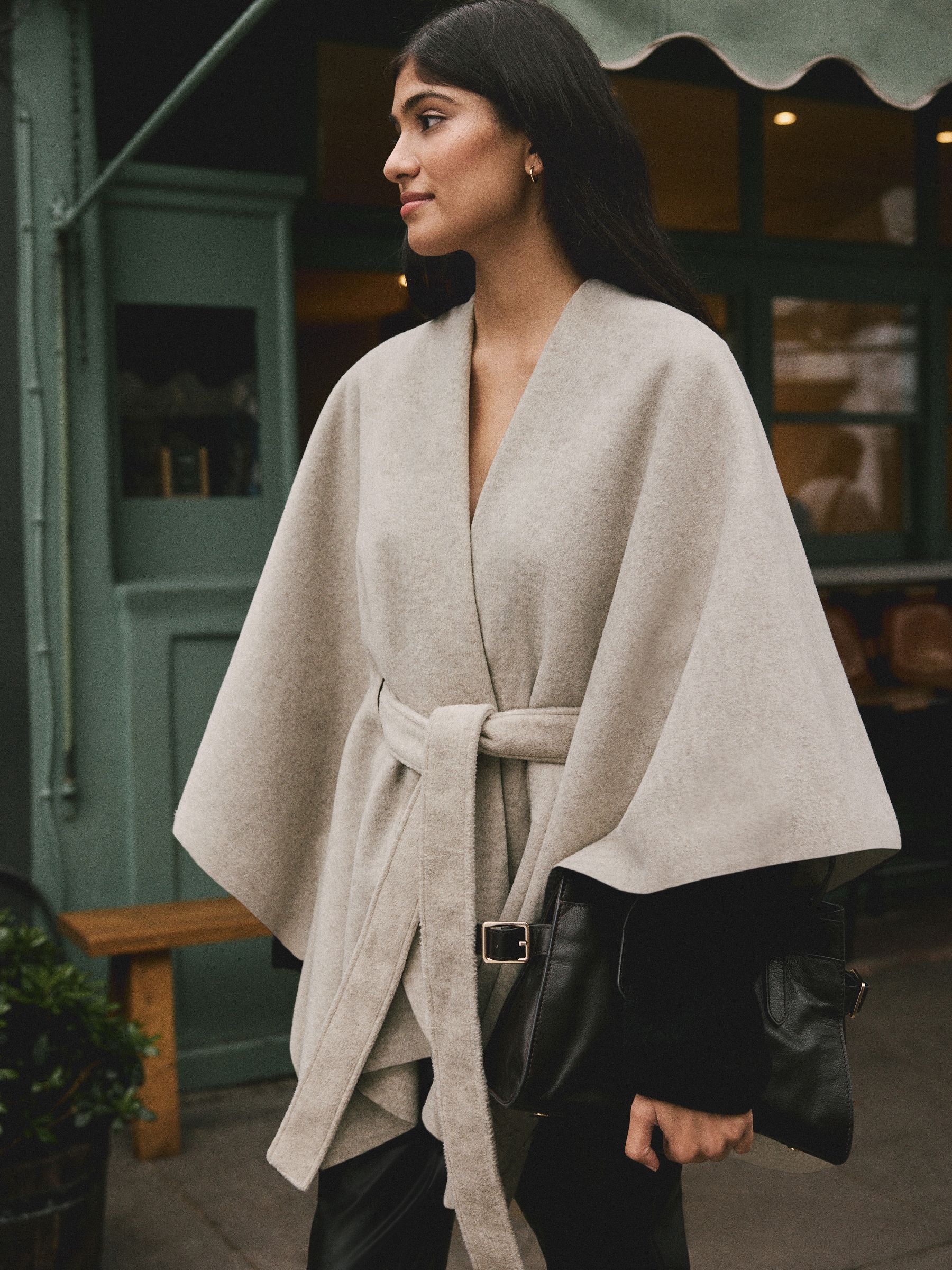 Buy Oatmeal Wrap Front Cape Poncho from Next South Africa