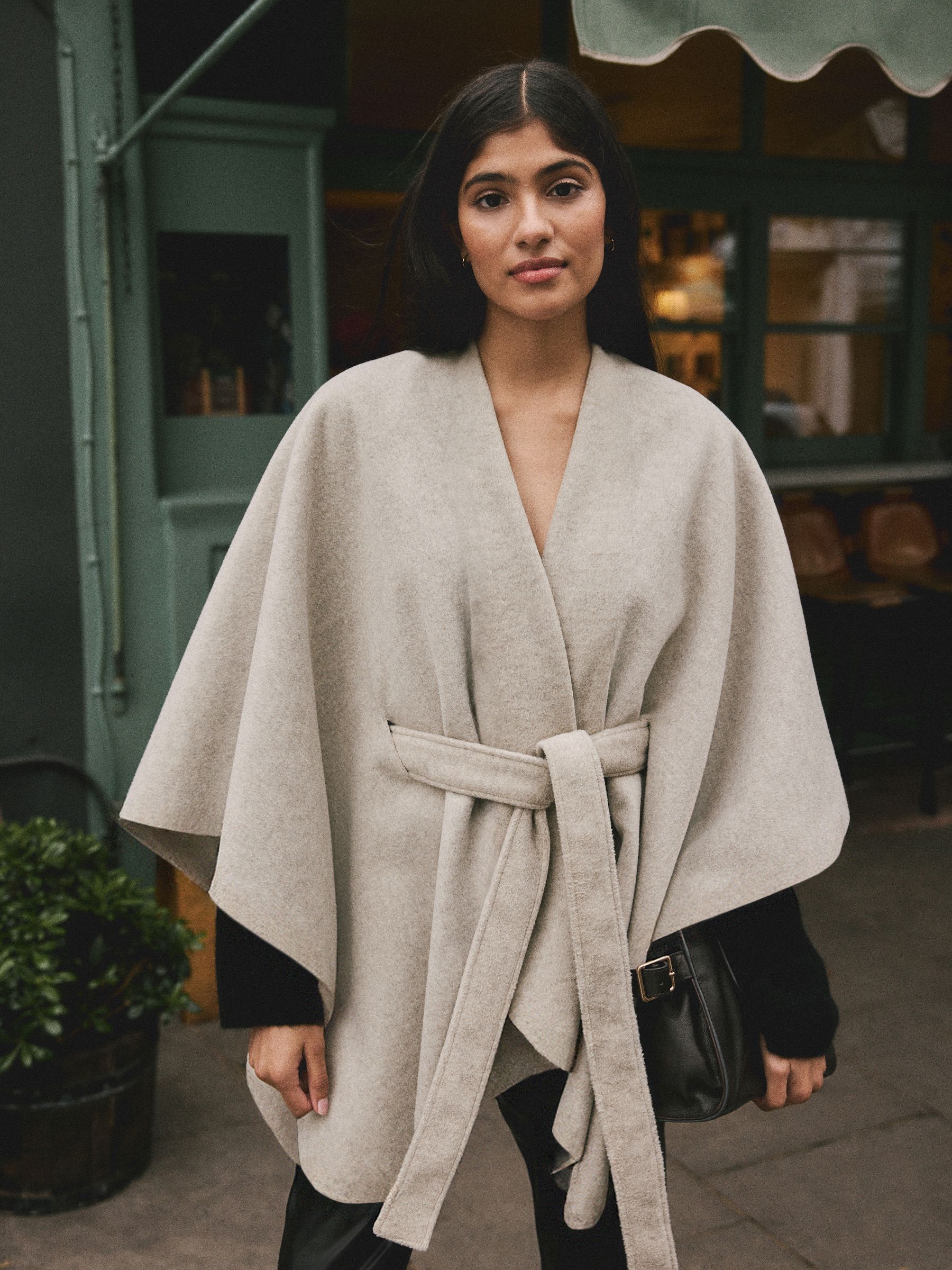 Buy Oatmeal Wrap Front Cape Poncho from Next USA