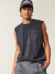 Hollister Grey Acid Wash Boxy Sleeveless Tank Top - Image 1 of 3