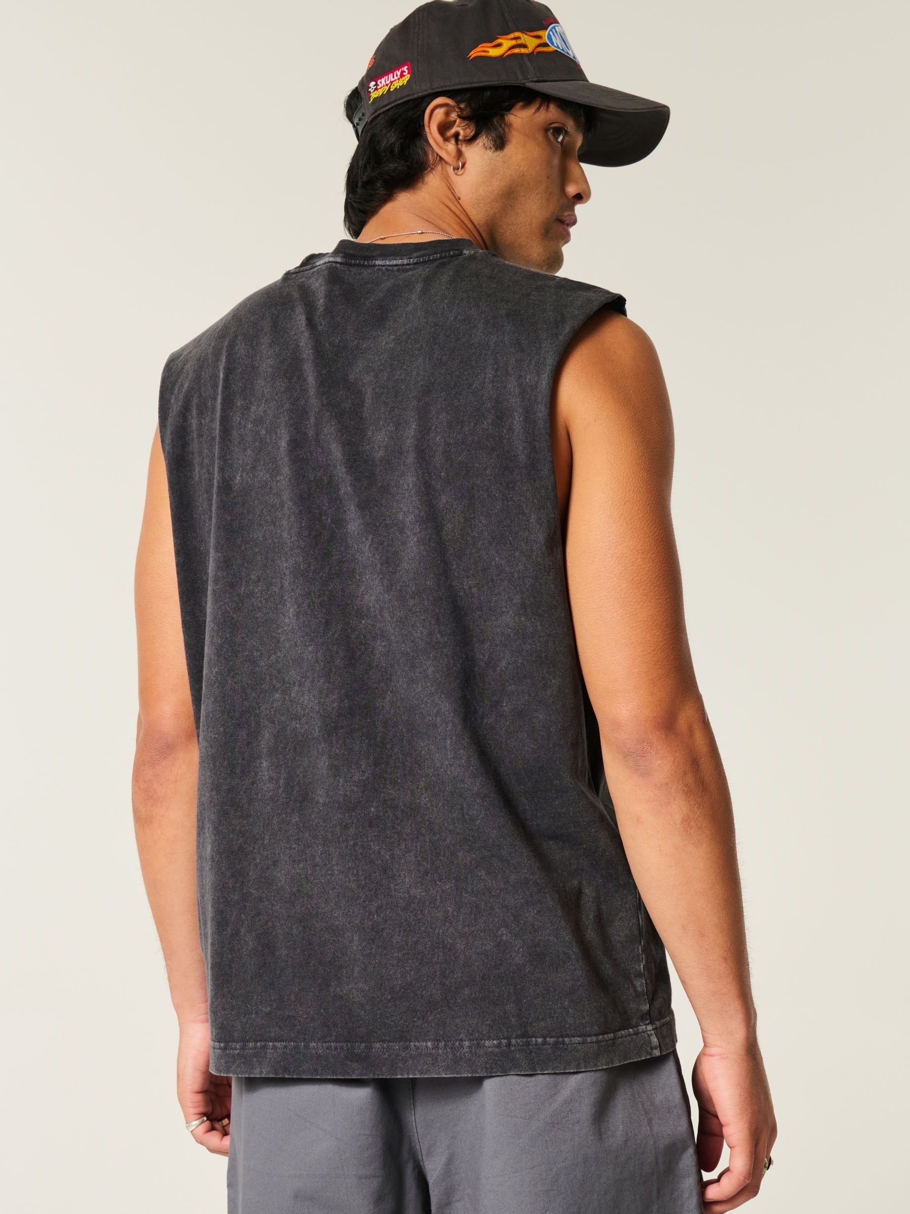 Buy Hollister Grey Acid Wash Boxy Sleeveless Tank Top from the