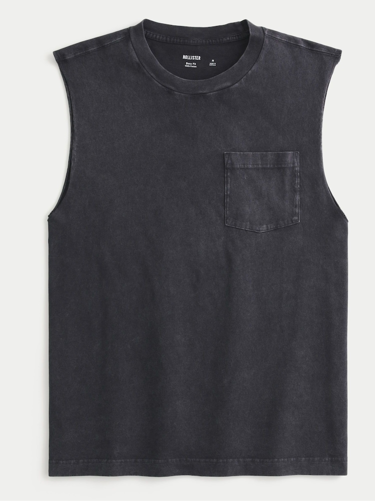 Hollister Grey Acid Wash Boxy Sleeveless Tank Top - Image 3 of 3