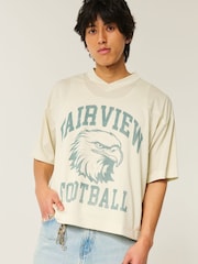 Hollister Natural Americana Football Jersey Top - Image 1 of 5