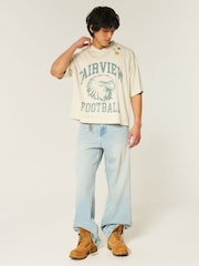 Hollister Natural Americana Football Jersey Top - Image 3 of 5