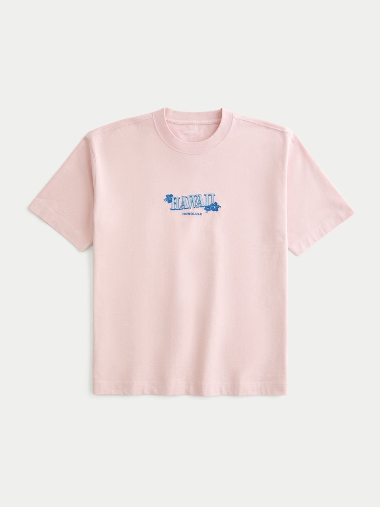 Hollister Heavy Weight Boxy Short Sleeve Destination Graphic Print 100% Cotton T-Shirt - Image 1 of 2
