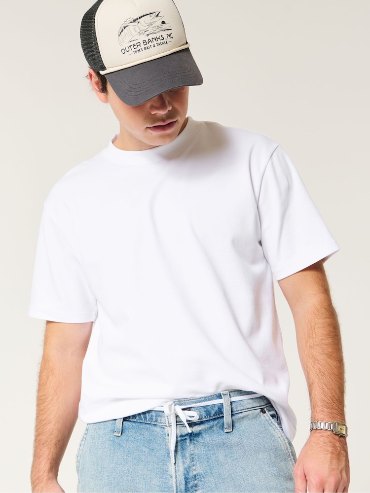 Hollister Boxy Crew Neck Short Sleeve White T-Shirt - Image 1 of 4 Hollister Boxy Crew Neck Short Sleeve White T-Shirt - Image 1 of 4