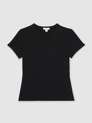Reiss Black Jolie Stretch-Cotton Crew-Neck T-Shirt - Image 2 of 6