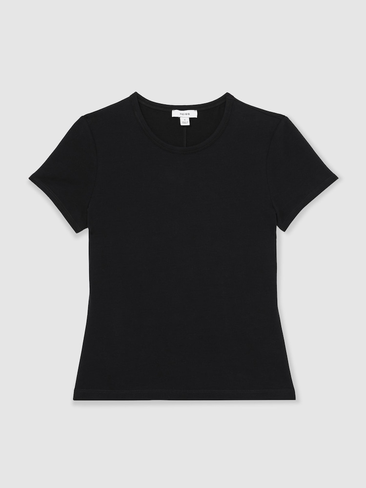 Reiss Black Jolie Stretch-Cotton Crew-Neck T-Shirt - Image 2 of 6