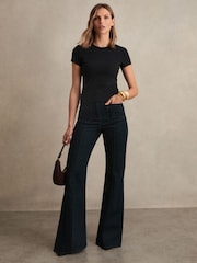 Reiss Black Jolie Stretch-Cotton Crew-Neck T-Shirt - Image 3 of 6