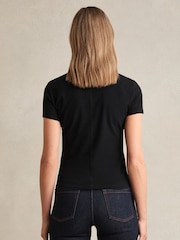 Reiss Black Jolie Stretch-Cotton Crew-Neck T-Shirt - Image 6 of 6