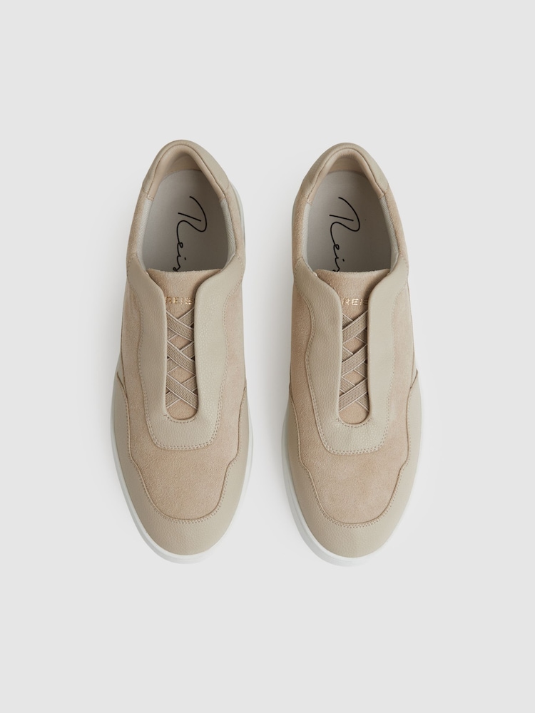 Reiss Ecru Lane Leather Elasticated-Lace Trainers - Image 2 of 4